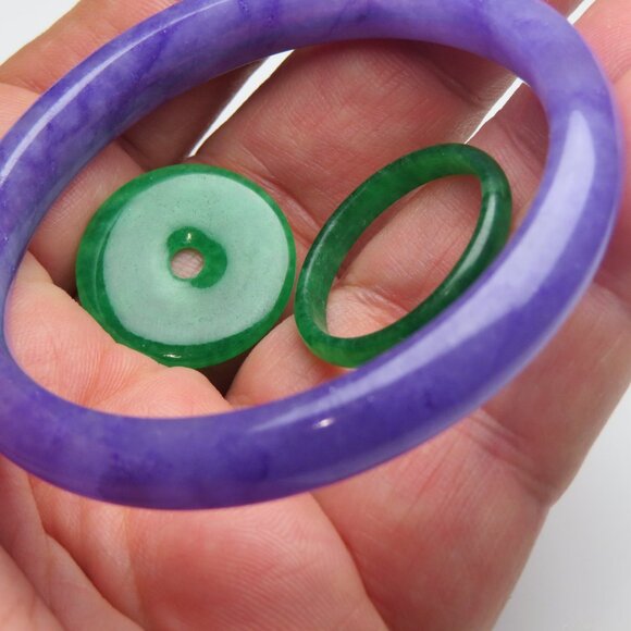 "Purpule Jade bangle +  REE Jade Ring Jade Donut " - Picture 3 of 3
